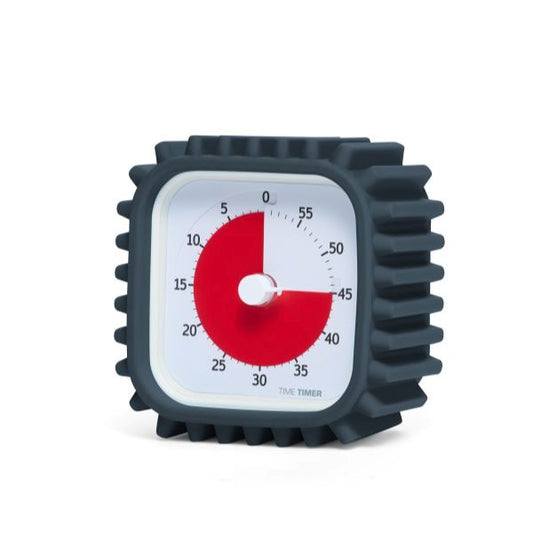 Time Timer MOD Skydd Däckmönster i svart silikon - robust fodral som skyddar timern mot stötar.