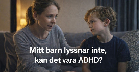 Mamma pratar lugnt med barn som inte lyssnar, situation kopplad till ADHD och svårigheter att följa instruktioner.