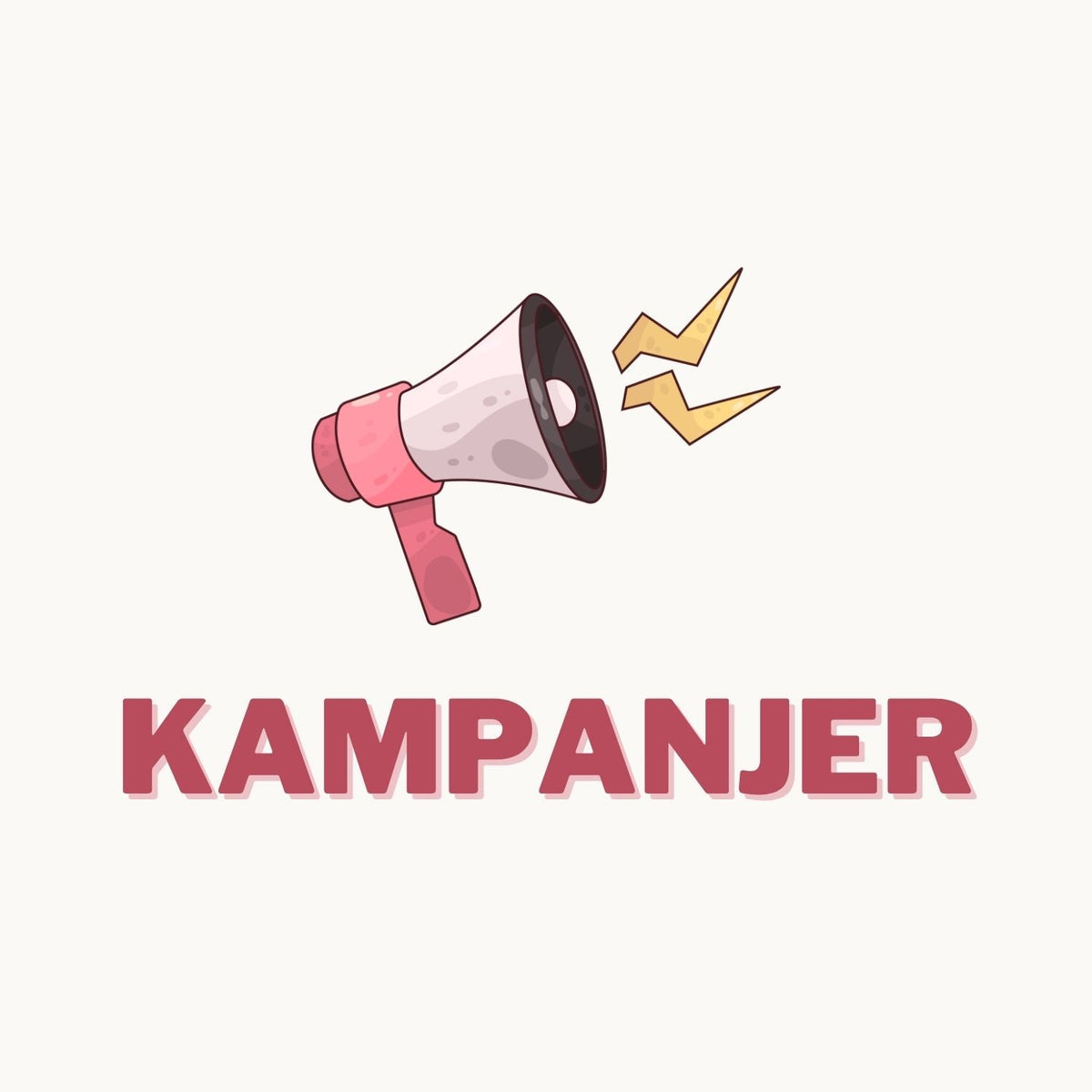 Megafon med blixtar och texten Kampanjer - illustration för nedsatta hjälpmedel och aktuella erbjudanden.