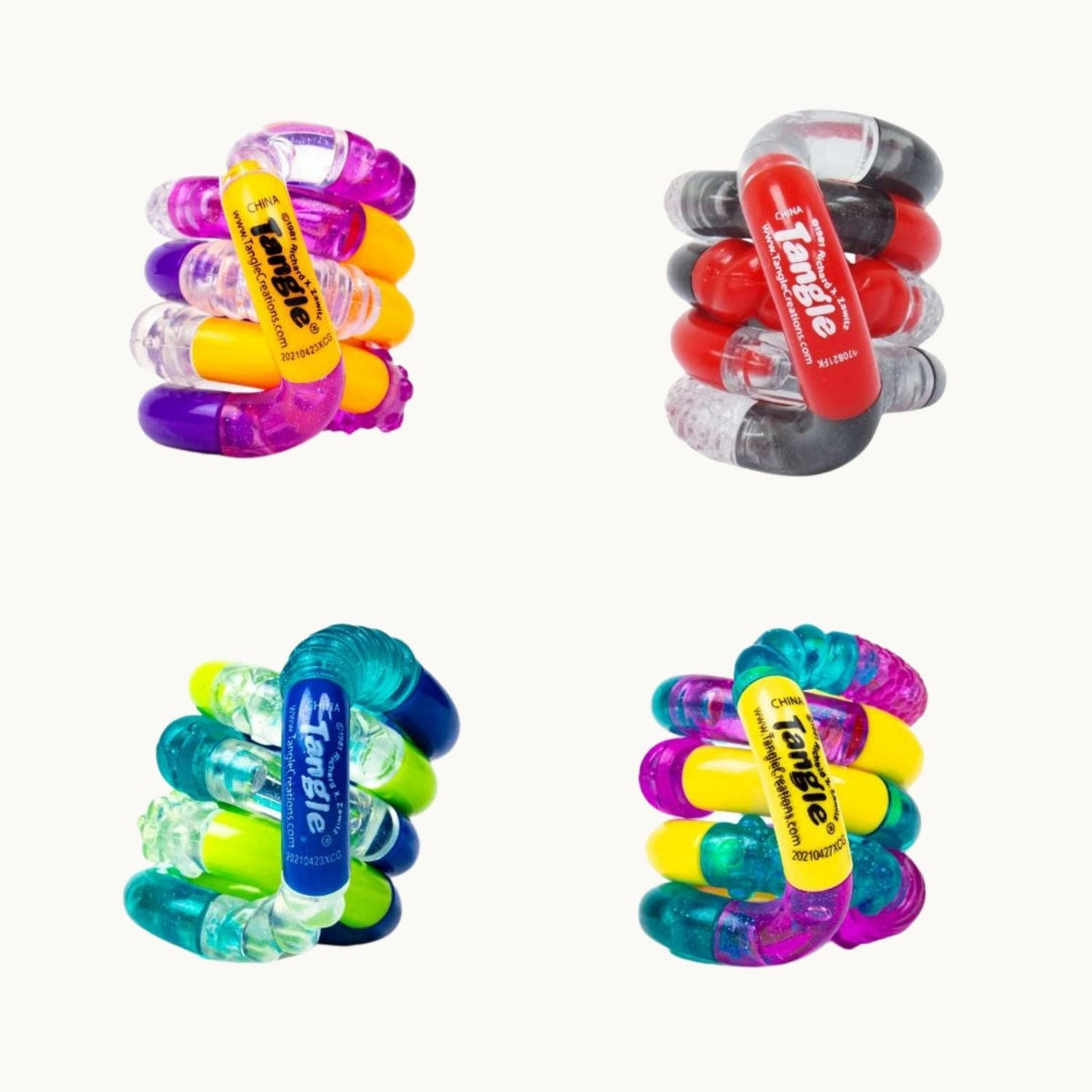 Tangle fidget-leksaker som främjar motorik och stresshantering.