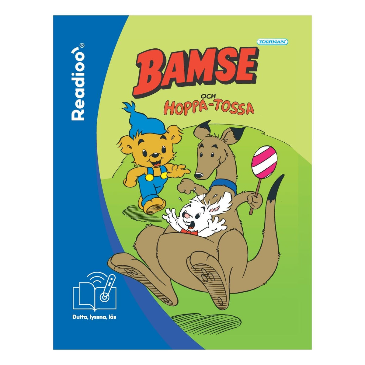 Framsida på Readioo bok Bamse och Hoppa-Tossa anpassad för läspenna