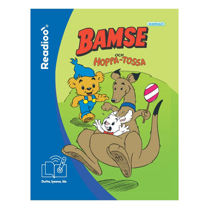 Framsida på Readioo bok Bamse och Hoppa-Tossa anpassad för läspenna