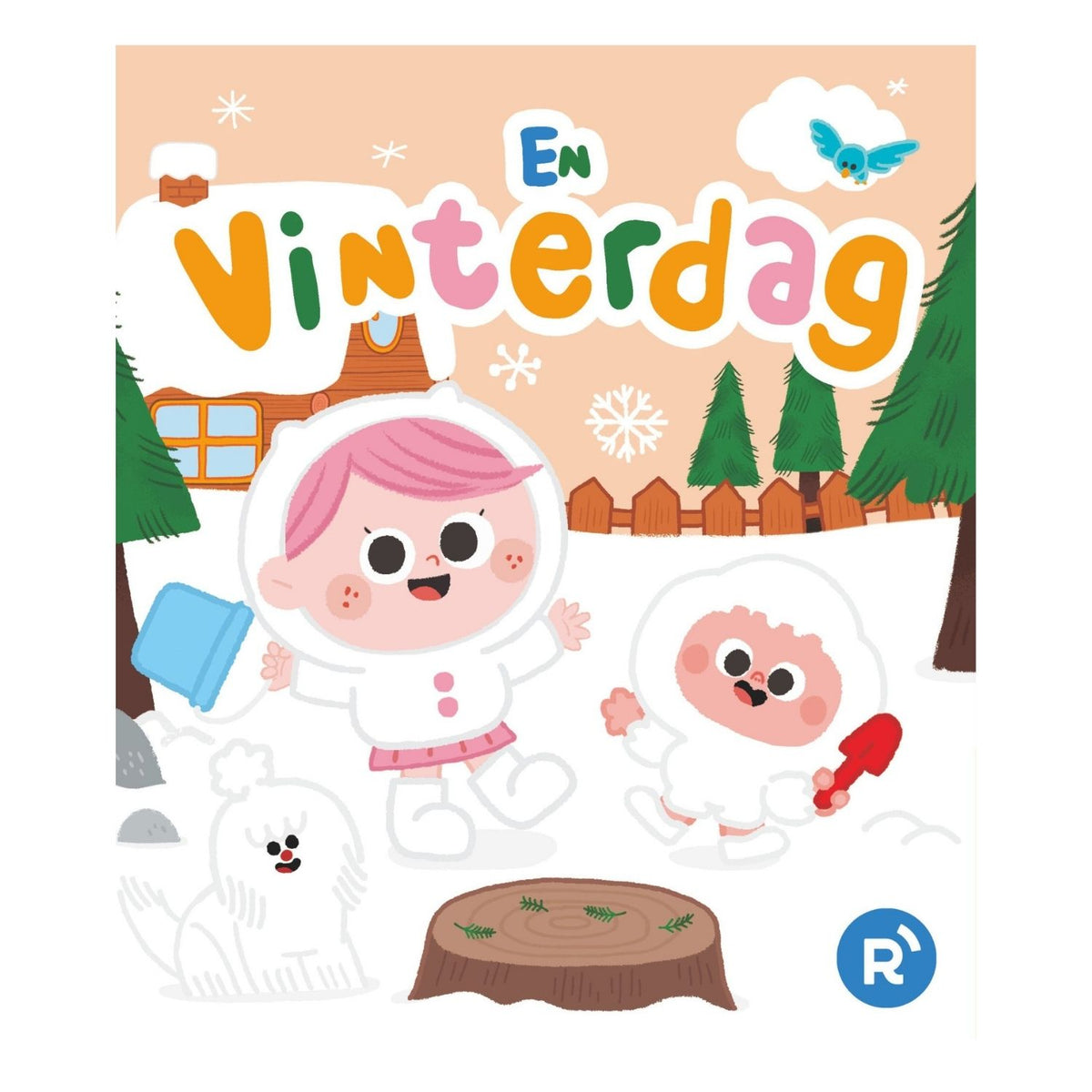 Framsida av barnboken En vinterdag från Readioo med figurer i snölandskap.