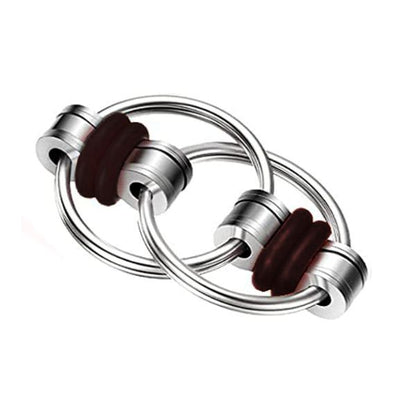 Fidget Flippy Chain med svarta silikonringar – metallfidget för händerna.