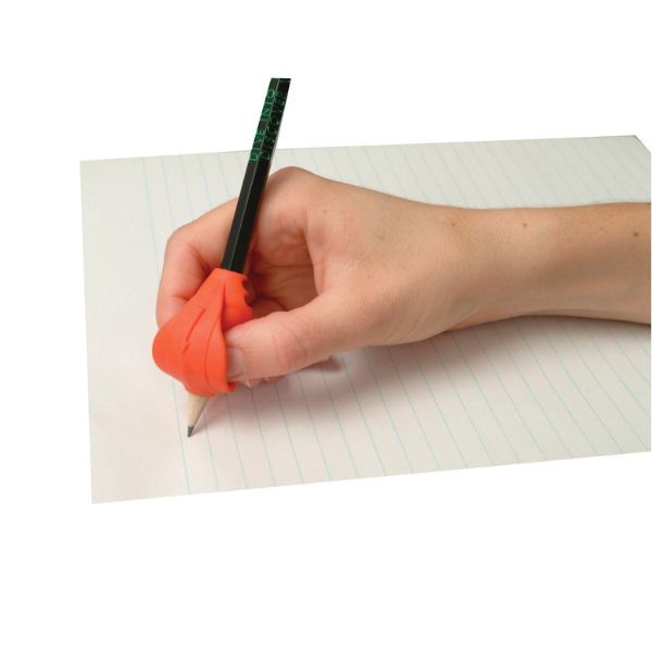 Orange Grotto Grip penngrepp på penna, ergonomiskt grepp för bättre skrivkontroll