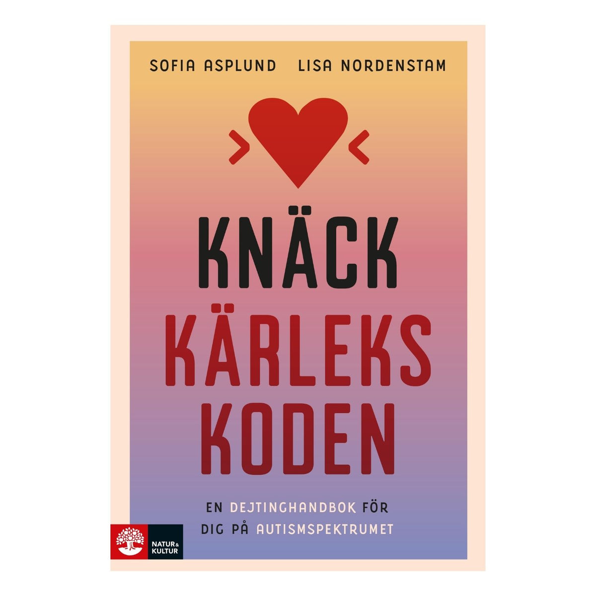 Omslaget till boken Knäck kärlekskoden: En dejtinghandbok för dig på autismspektrumet, skriven av psykologerna Sofia Asplund och Lisa Nordenstam.