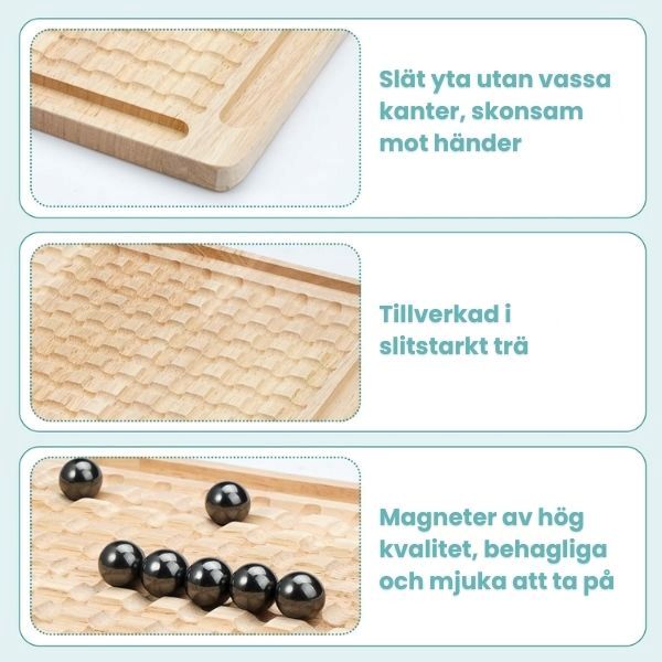 Detaljer av Magnetic Chess med slät träyta och starka magneter som är behagliga och säkra att ta i