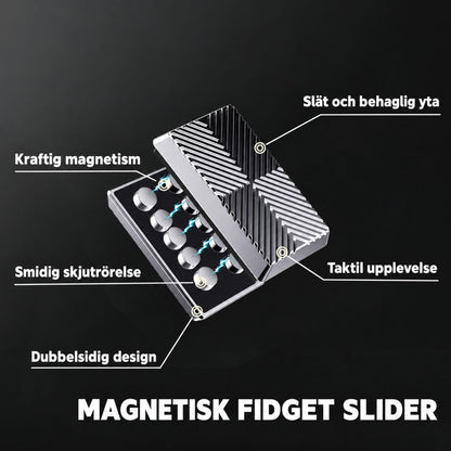 Magnetisk fidget slider med kraftiga magneter, räfflad yta och taktil skjutrörelse