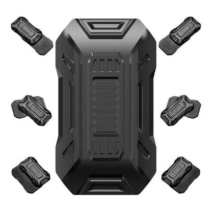 Svart Magnetisk Infinity Slider visad från ovan med flera användningsvinklar runtom