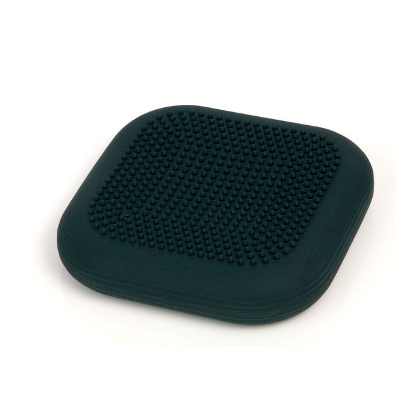 Luftfylld ergonomisk svart sittkudde som förbättrar hållning, balans och ryggstyrka vid kontorsarbete och träning.