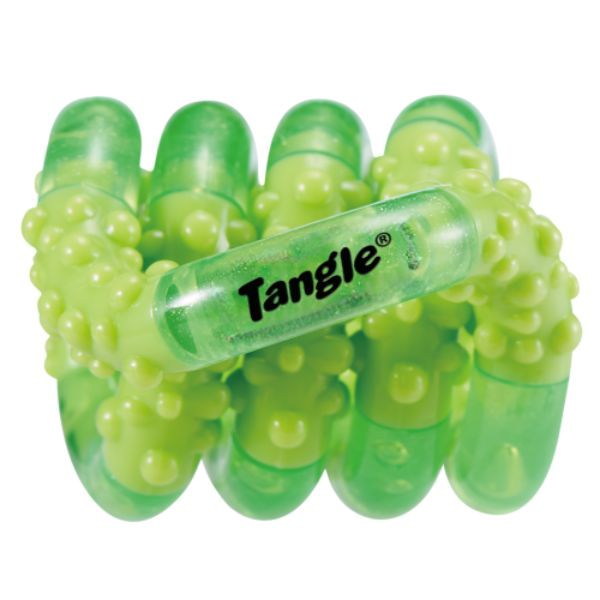 Grön Tangle Jr Crush fidgetleksak i färgen Slime med knottrig textur - ADHD