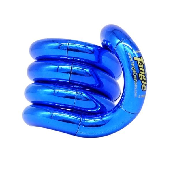 Glänsande blå Tangle Jr Metallic fidget för sensorisk stimulans