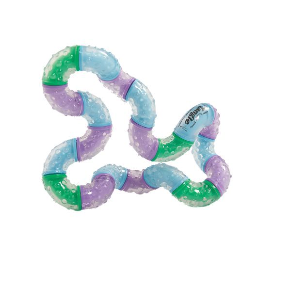 Tangle Therapy – Ergonomisk fidget med taktil stimulans i blå, grön och lila nyanser.