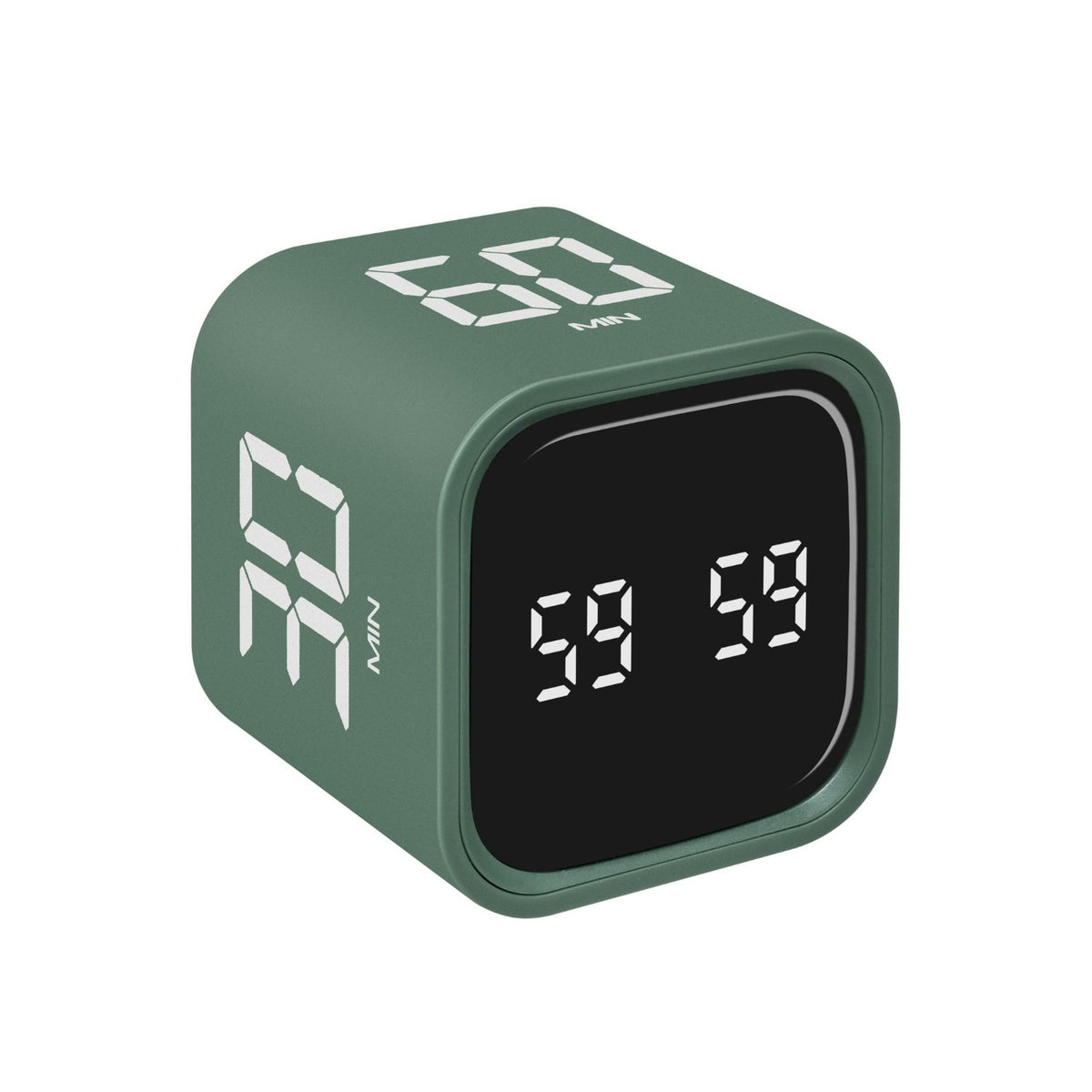 Grön TFA Mini Cube digital timer med display och förinställda tider