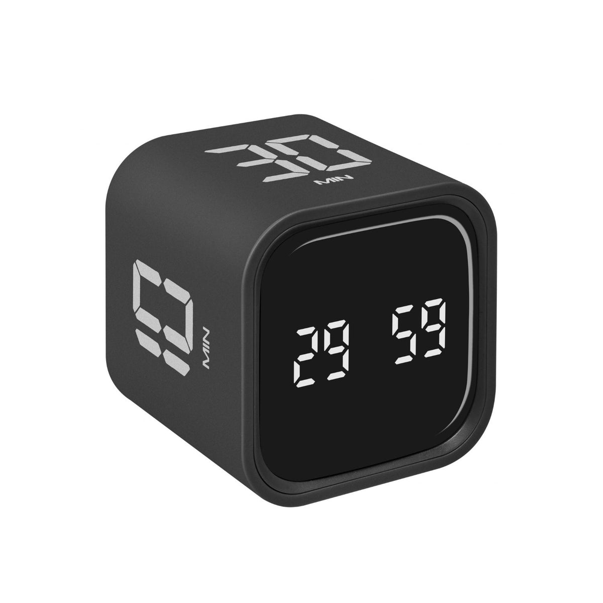 Svart TFA Mini Cube digital timer med 30 minuter som förinställd tid