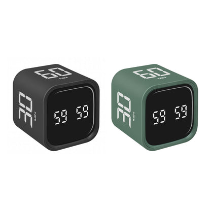 TFA Mini Cube digital timer i svart och grönt med digital display och förinställda tider