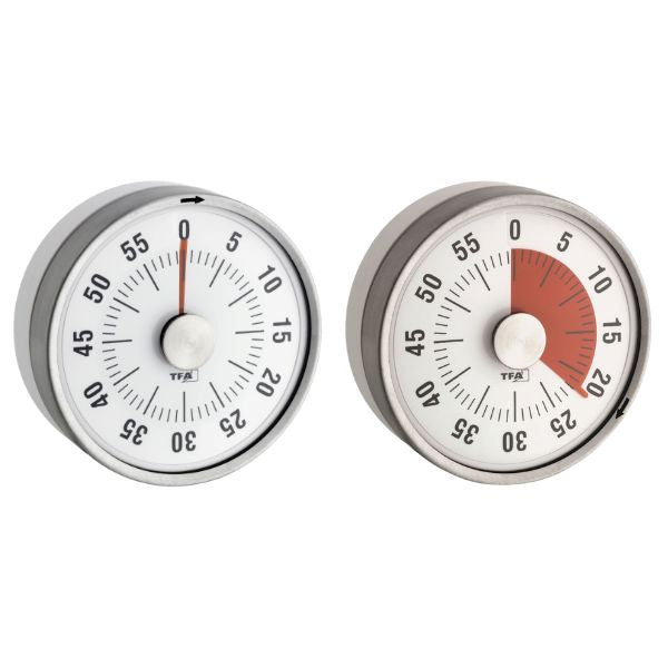 Timer Puck vit med magnet, före och efter inställning av tid, visuell nedräkning upp till 60 minuter