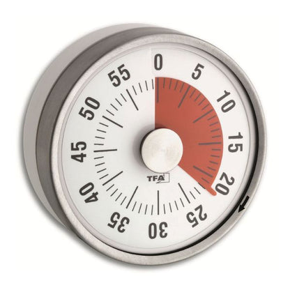 Timer Puck vit närbild, magnetisk mekanisk timer upp till 60 minuter för struktur i vardagen