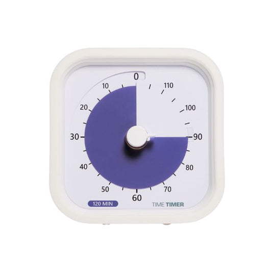 Time Timer MOD 120 min med lila skiva som visar tydlig visuell nedräkning för fokus och planering