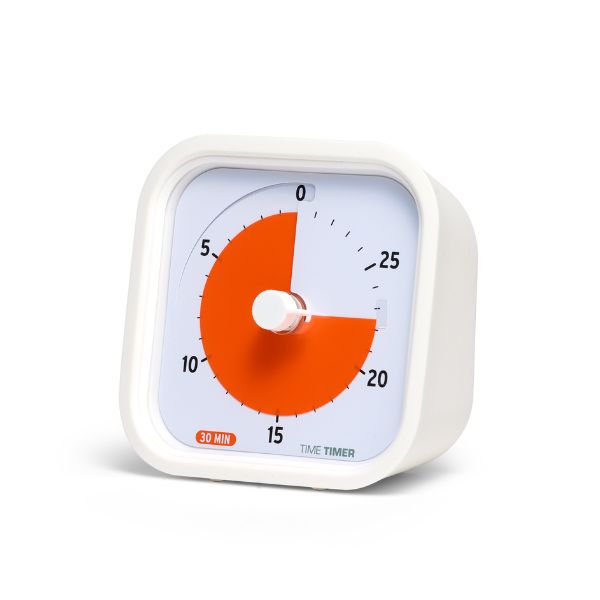 Time Timer MOD 30 min med orange skiva visar tydlig nedräkning för fokus och struktur.