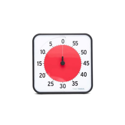 Tidshjälpmedel Time Timer visar 60 minuter med helröd skiva.