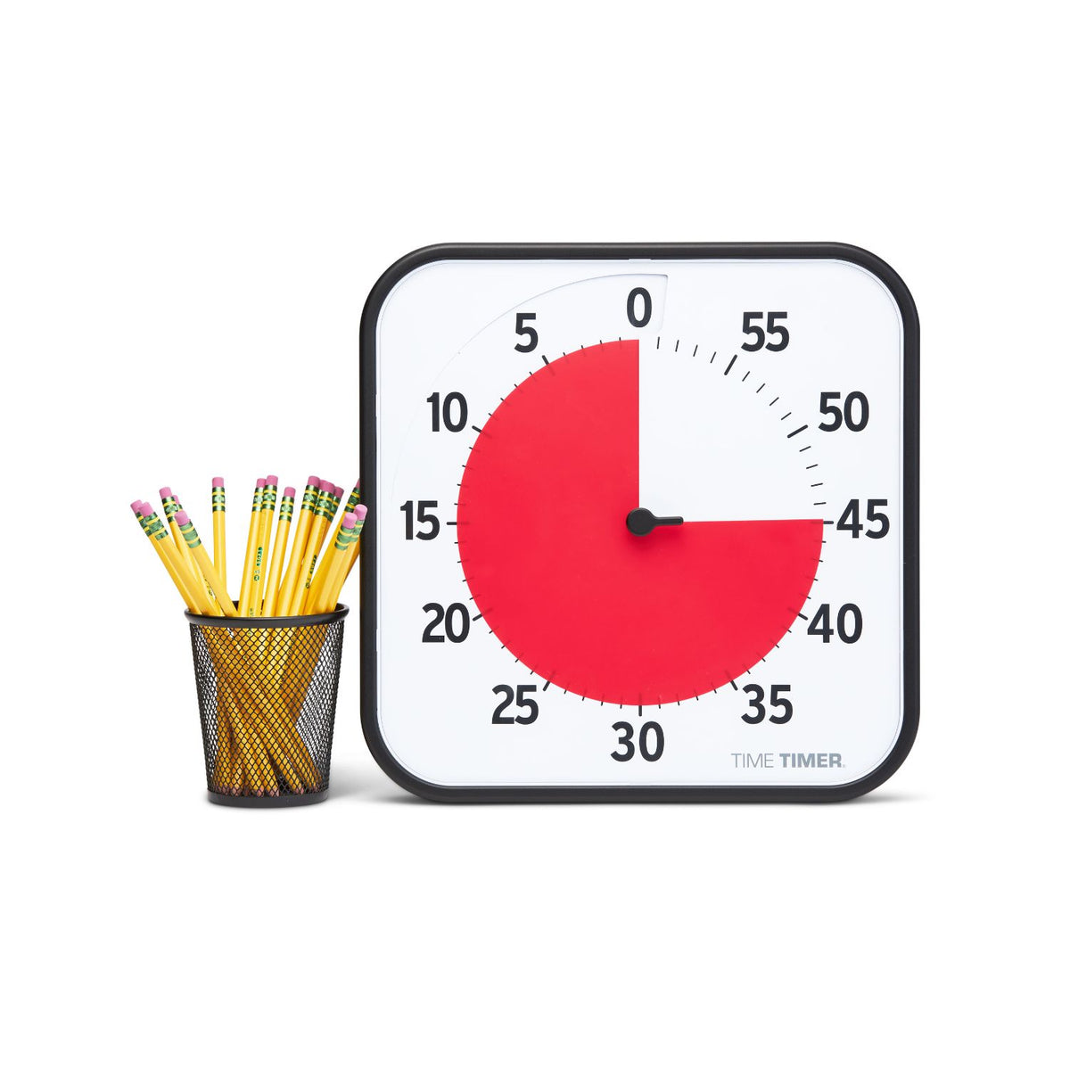 Time Timer Original Large bredvid pennställ som visar timerns stora format