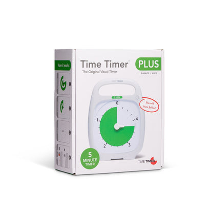 Förpackning till Time Timer PLUS 5 min med visuell timer och pausfunktion