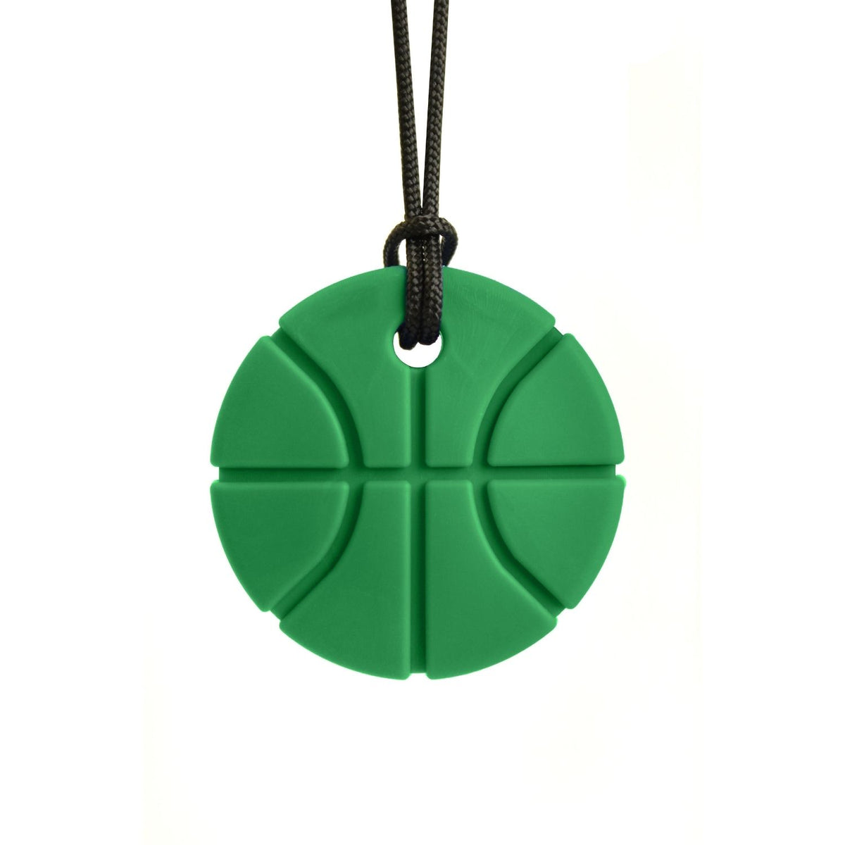 Grönt tugghalsband i form av basketboll med svart snöre
