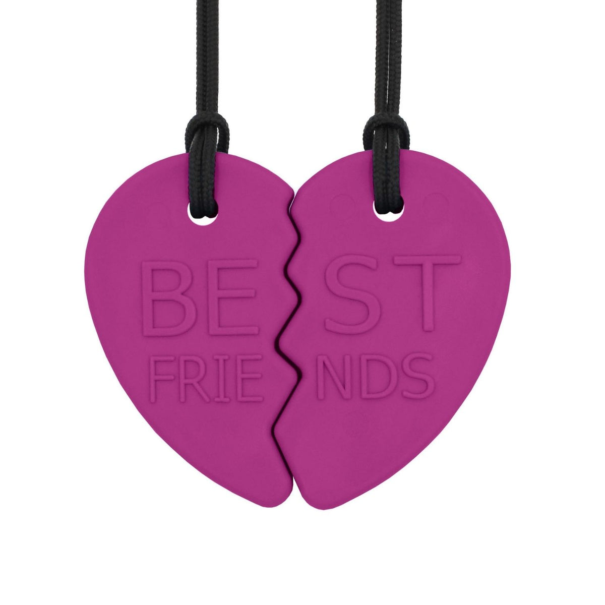 Cerise tugghalsband i hjärtform med texten Best Friends, tvådelat