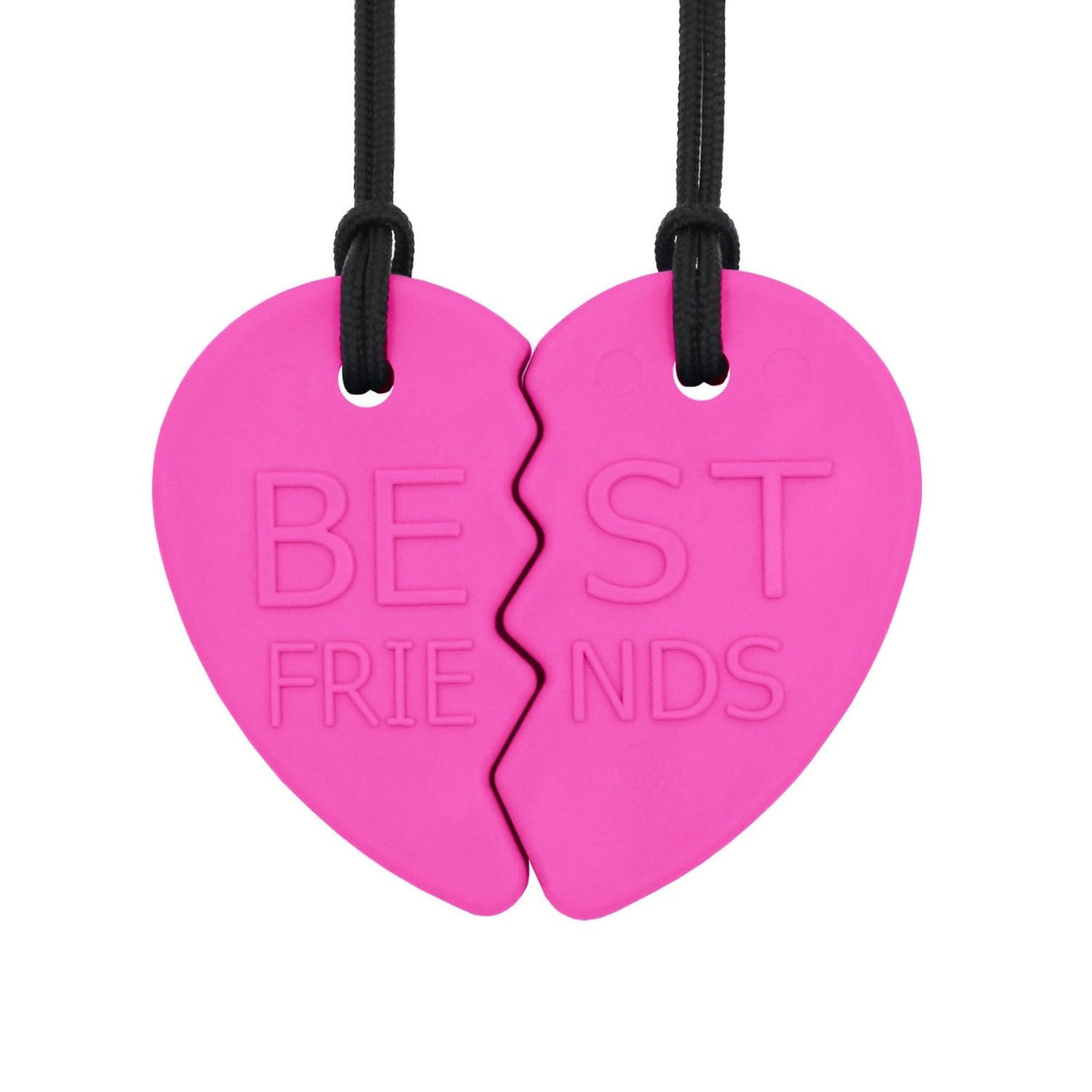  Rosa tugghalsband i hjärtform med delad text "Best Friends"