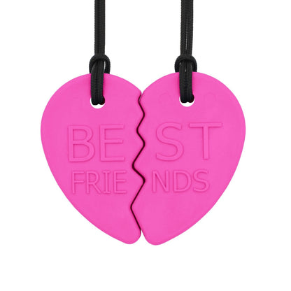  Rosa tugghalsband i hjärtform med delad text "Best Friends"